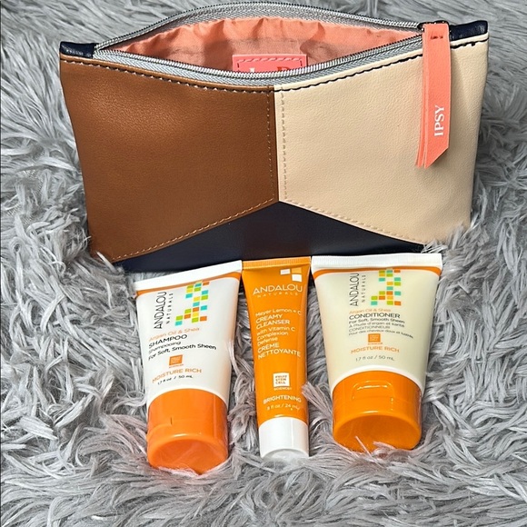 ANDALOU NATURALS HAIR & FACE CLEANSER BUNDLE w/Ipsy TriColor Block Zipped Pouch - Picture 7 of 10